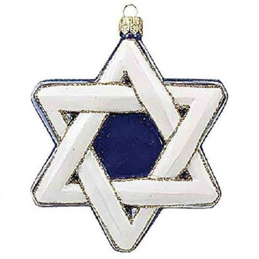 Pinnacle Peak Trading Jewish Star of David Polish Glass Holiday Ornament Made in Poland Decoration