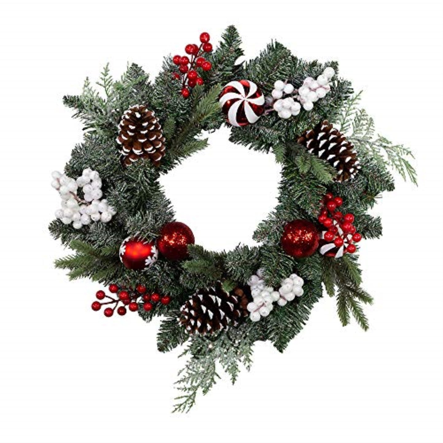 Kurt S. Adler H4014 20 in. Unlit Green Wreath with Pinecones