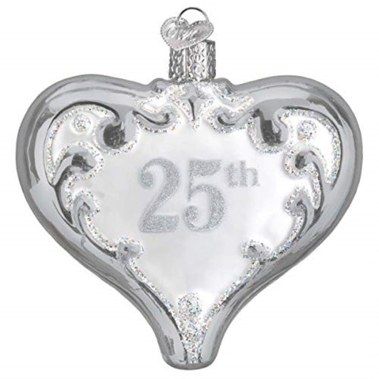 Old World Christmas 25th Anniversary Heart Glass Ornament