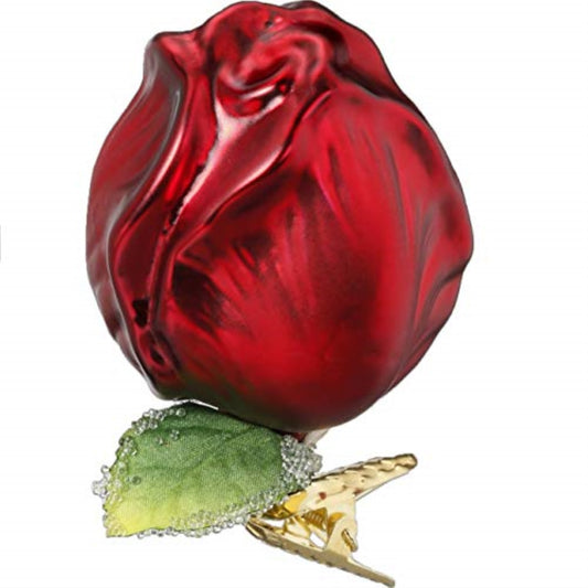 Inge Glas Red Tulip German Glass Clip-On Christmas Tree Ornament FREE BOX