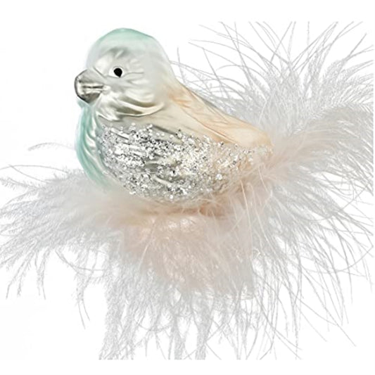 Inge Glas Silent Birdie In the Snow German Glass Christmas Ornament FREE BOX