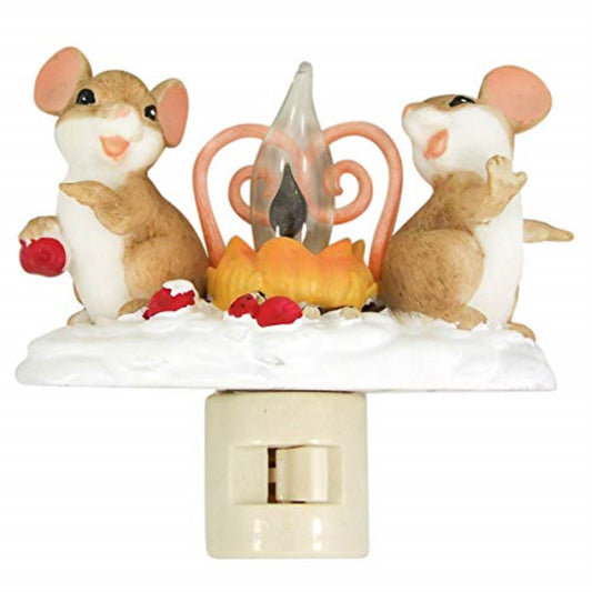 Campfire Friendly Mice 5 inch Swivel Base Plug in Flickering Night Light