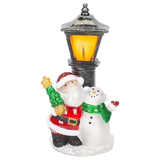 Roman Santa and Snowman with Lamp Post Plug in Night Light 7 inch
