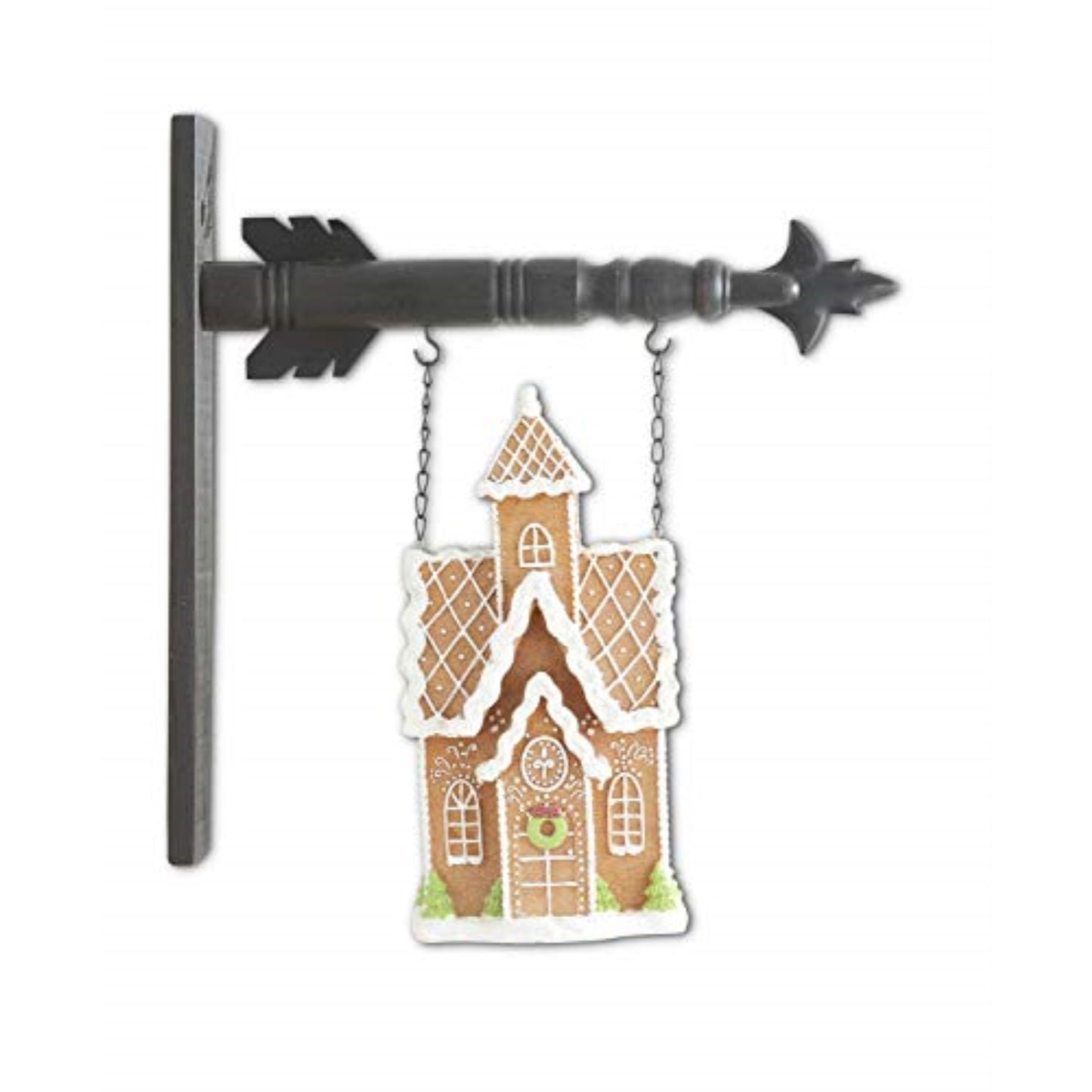 K&K Interiors Frosted Gingerbread House Christmas Arrow Replacement Sign 13 inch - Arrow Sold Separately