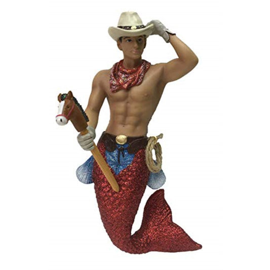 December Diamonds CowPoke Cowboy with Horse Merman Christmas Ornament 5555078
