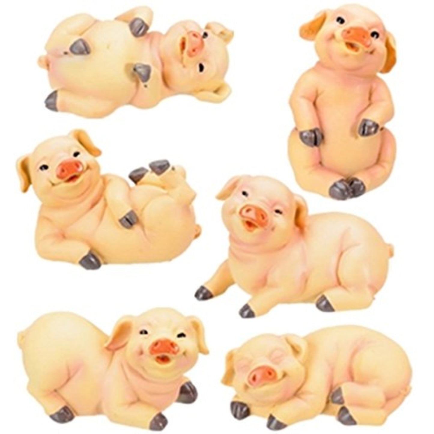 Pink Pig Collectible Farm Figurines 6 Piece Set 3 inch