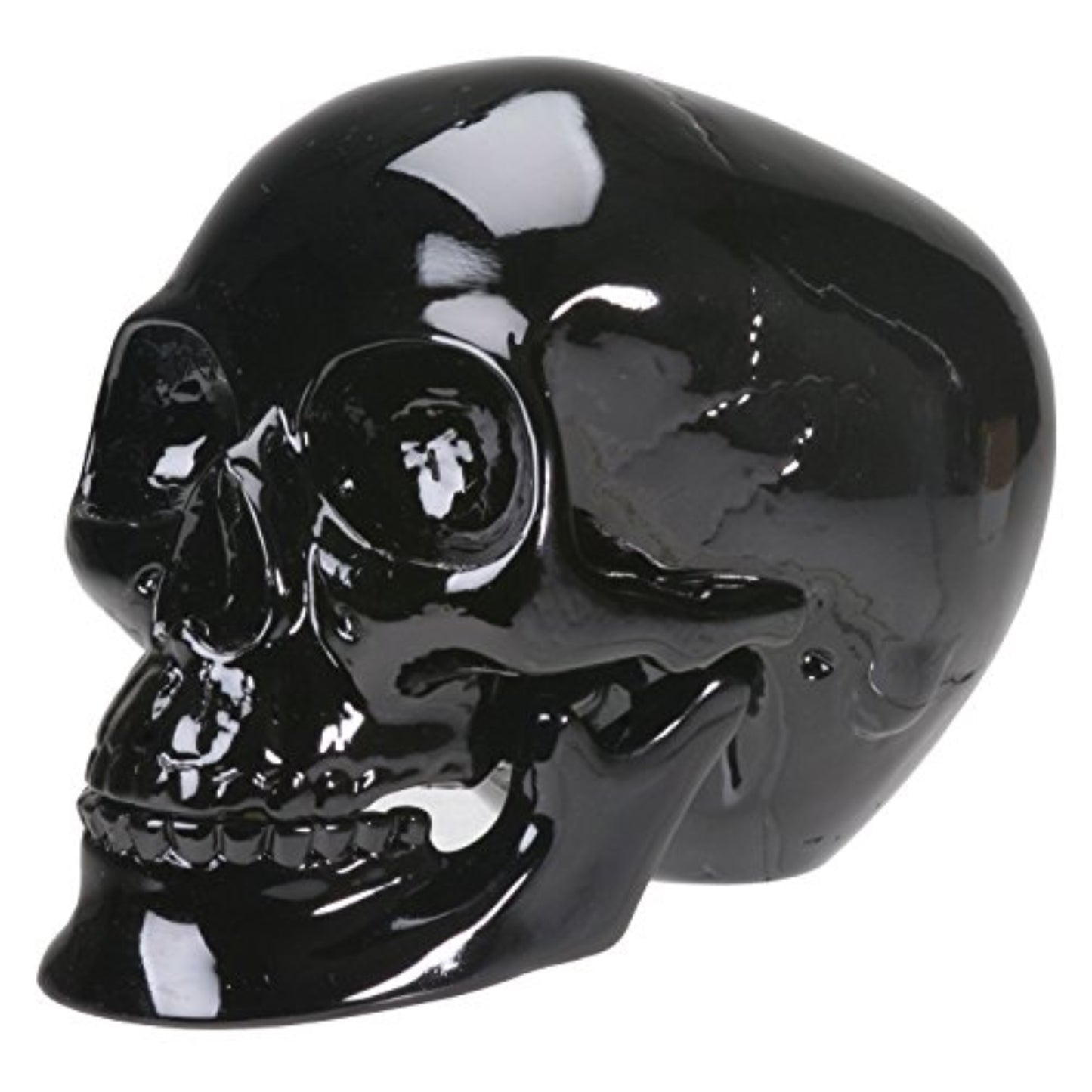 Glossy Human Skull Halloween Figurine Gothic Skeleton Decoration 4.5 inch