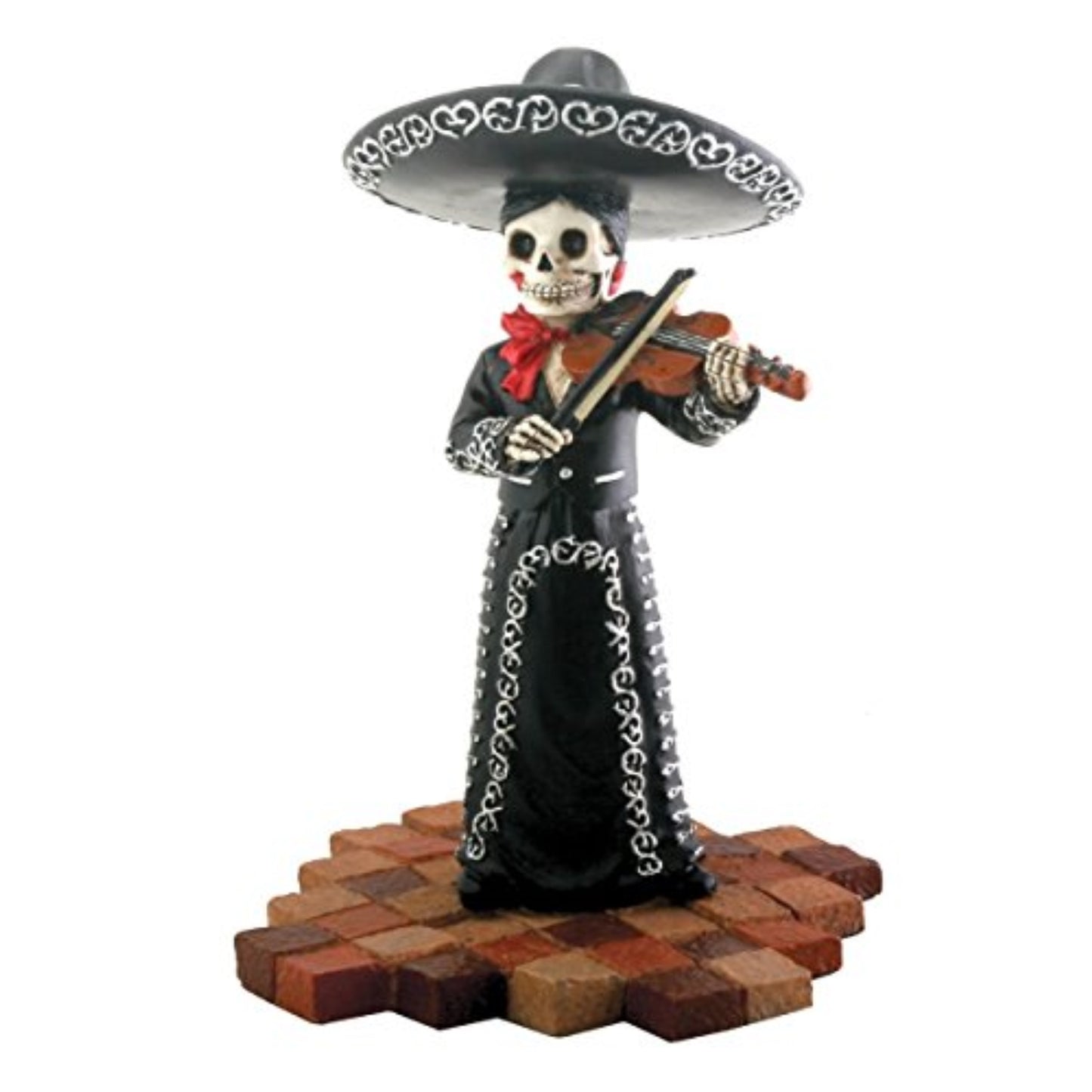 Black Skeleton Mariachi Band Lady Violin Player Day of the Dead Figurine 5.25 inch
