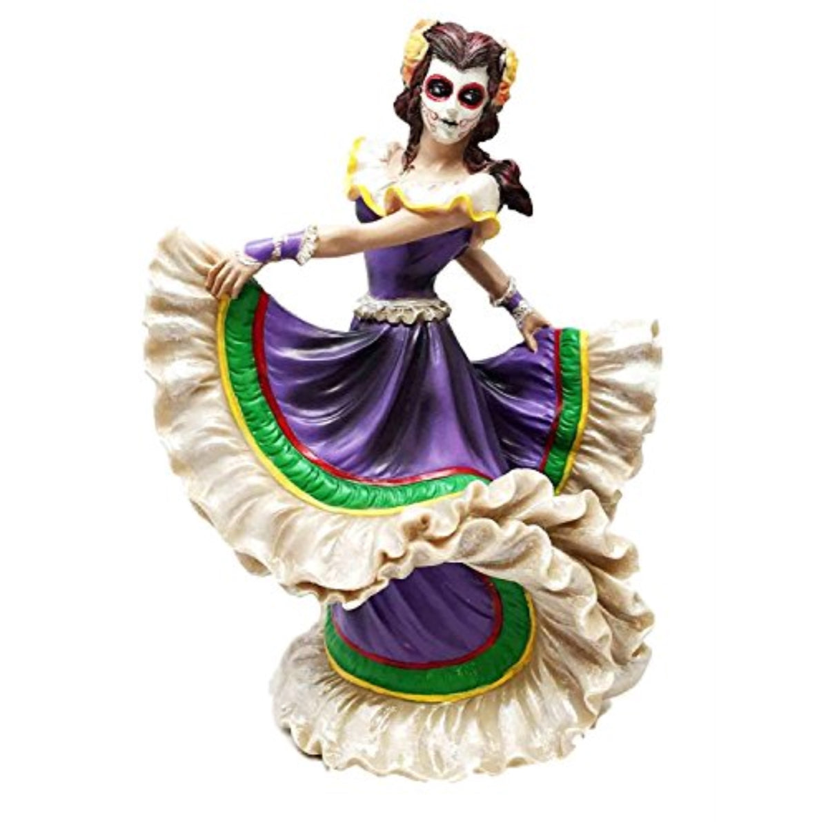 8 Inch Day of The Dead Mexican Female Dancer Statue Figurine