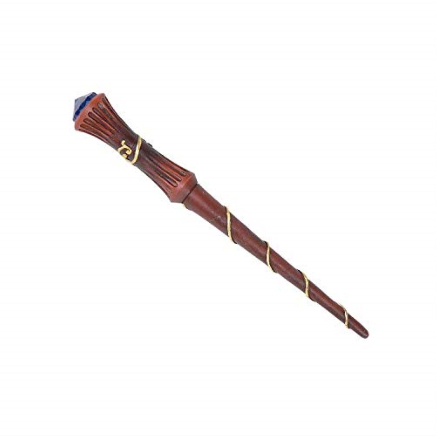 Witches Wizards Faux Wood Fantasy Cosplay Blue Rhinestone Gem Magic Wand Prop 9.5 inch