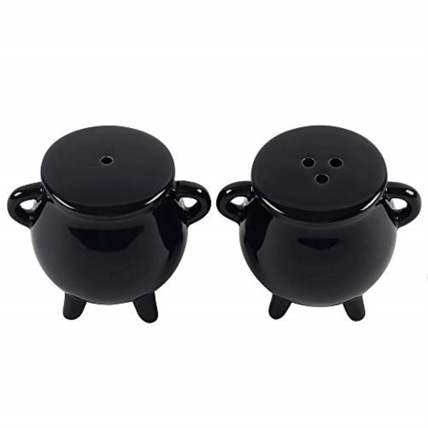 Pacific Giftware Witches Brew Black Ceramic Cauldron Salt and Pepper Set