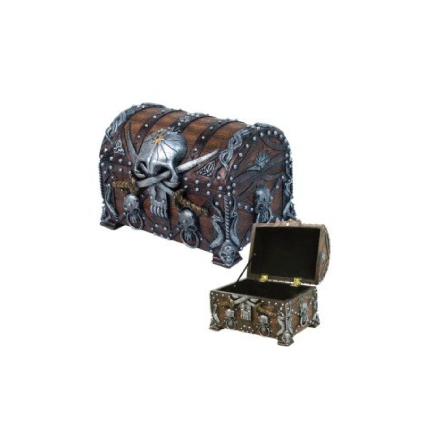 Pirate's Treasure Chest Mini Resin Jewelry Trinket Keepsake Box 5.6 x 6.7 inch