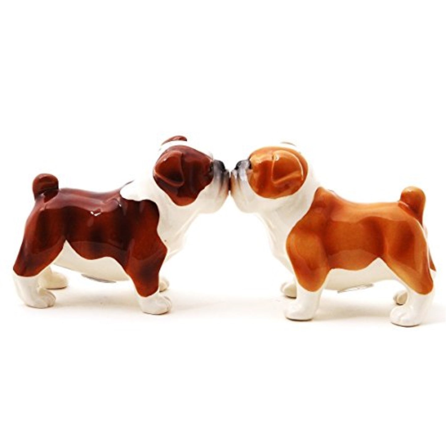 Kissing Bulldogs Ceramic Magnetic Salt and Pepper Shaker Set