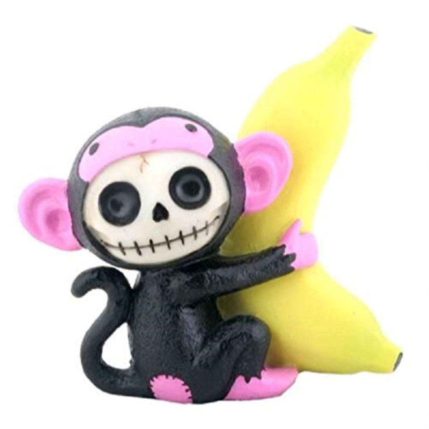 Furrybones Black Munky Skeleton in Monkey Costume with Banana Figurine