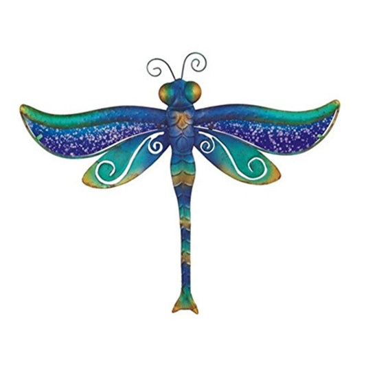 Blue and Purple Dragonfly Metal Wall Plaque, Interior Decor