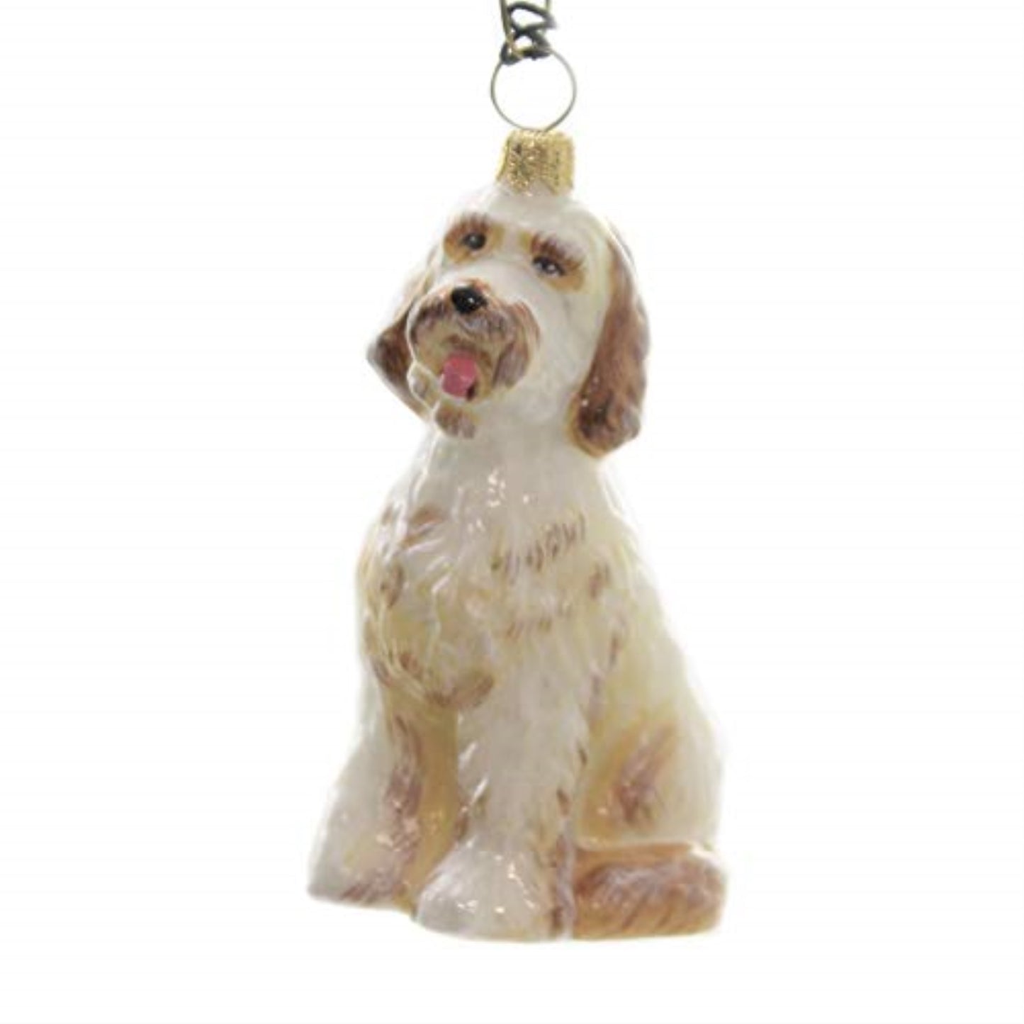 Joy to the World Goldendoodle Polish Blown Glass Christmas Ornament Dog Decoration Made in Poland