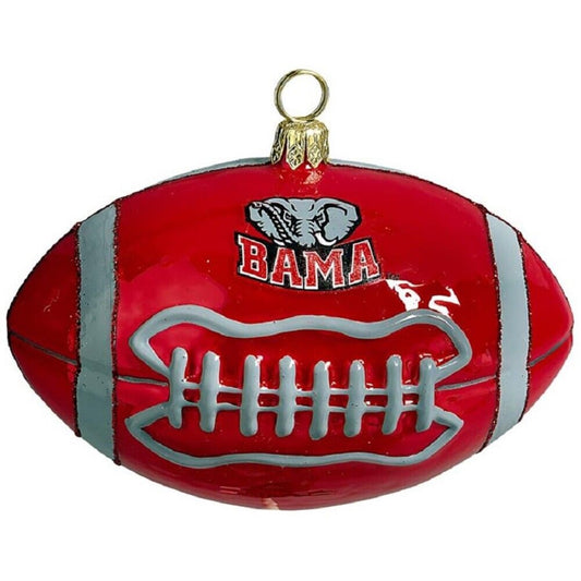 Joy to the World University of Alabama Crimson Tide Football Polish Glass Christmas Ornament