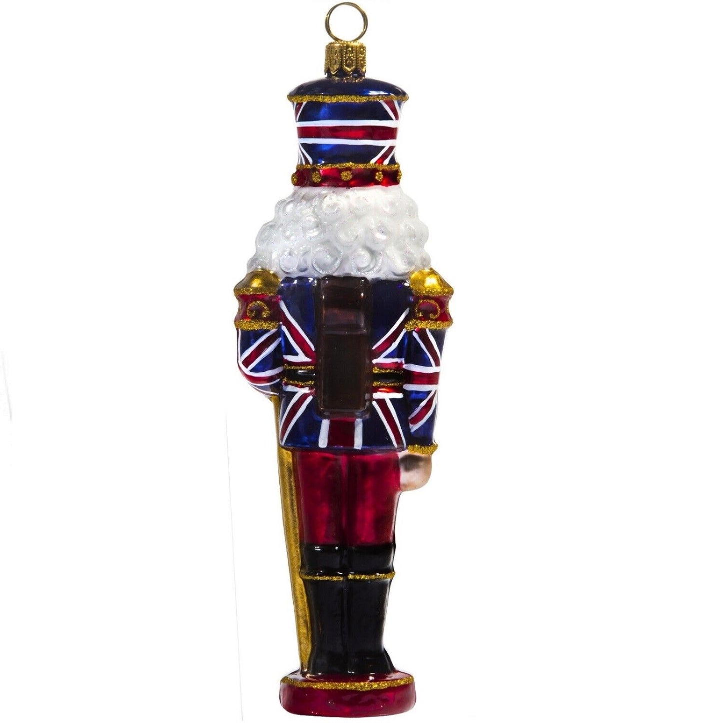 Joy to the World British Nutcracker Polish Glass Christmas Tree Ornament Union Jack England