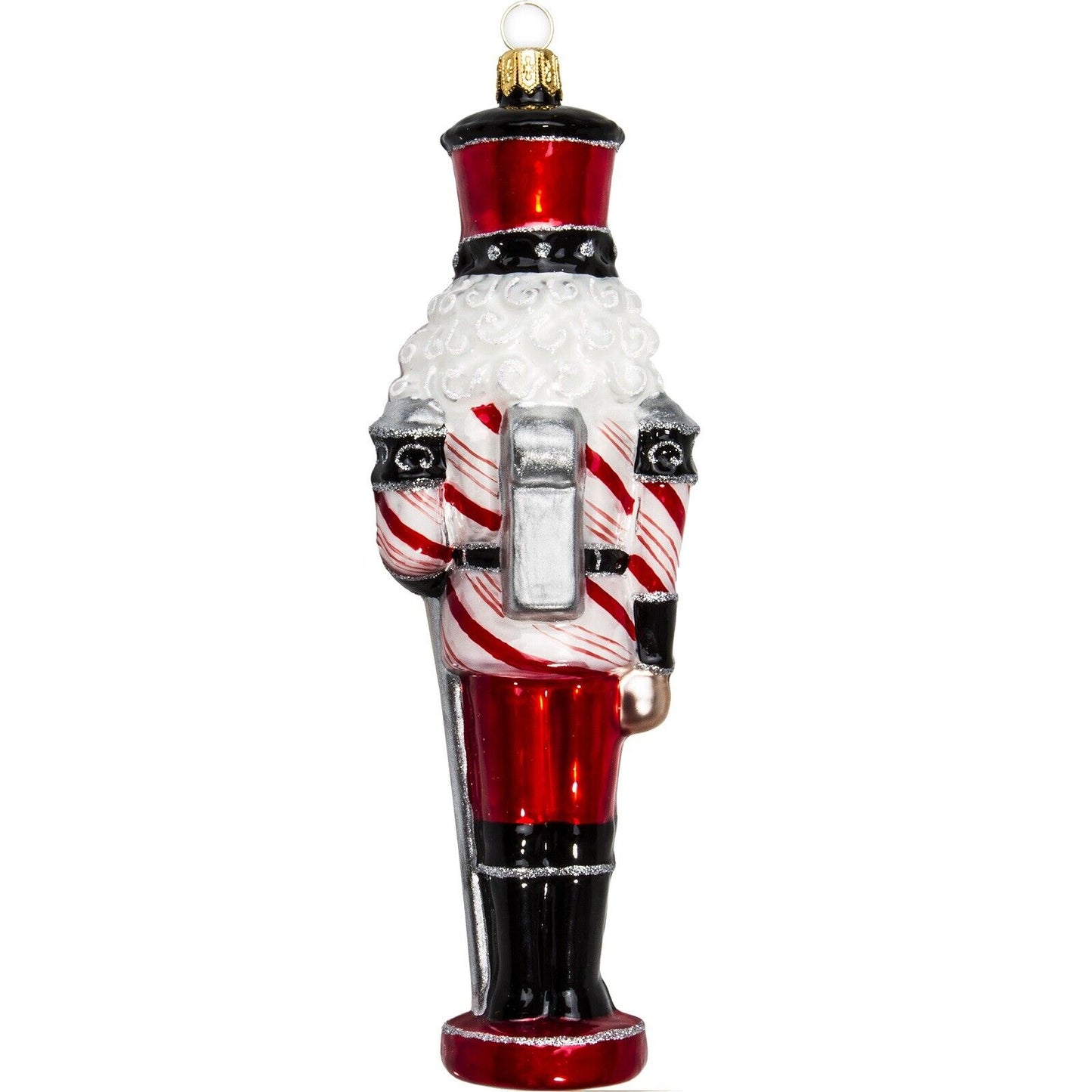 Joy to the World Peppermint Twist Nutcracker Polish Glass Christmas Ornament
