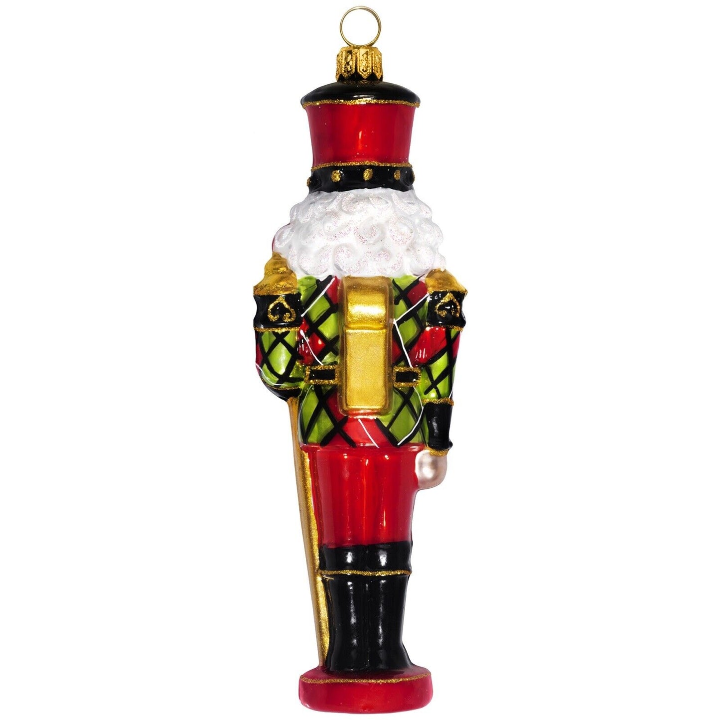 Joy to the World Tartan Plaid Nutcracker Polish Glass Christmas Ornament