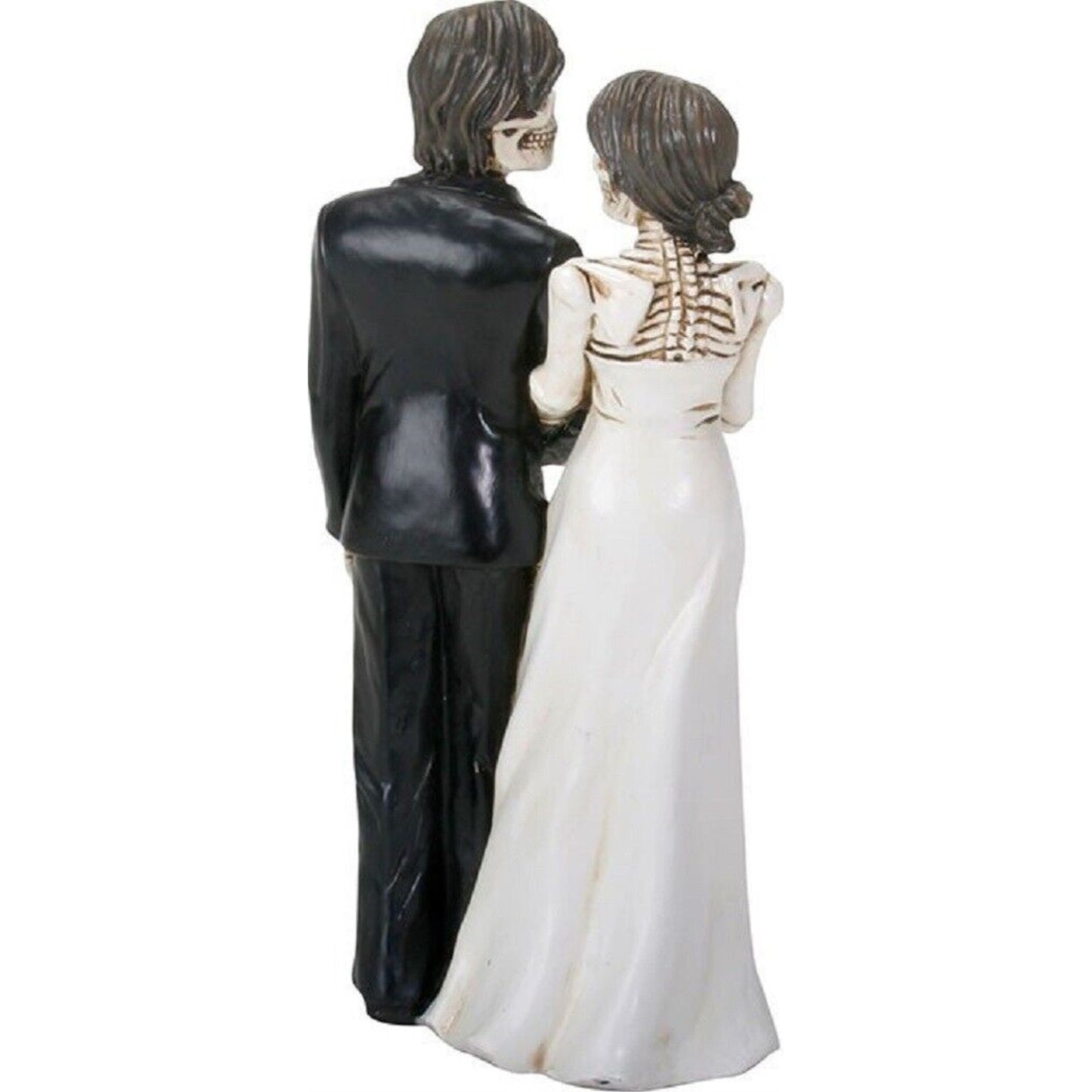 Love Never Dies Skeleton Wedding Bride and Groom Holding Hands Figurine 6.25 inch