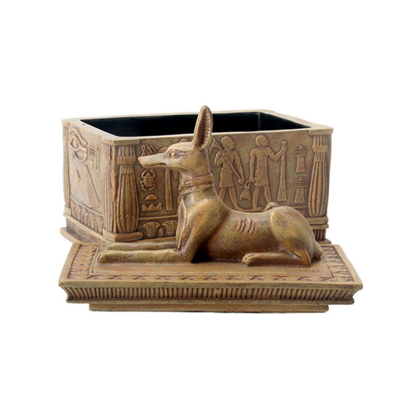 Ancient Egyptian Sandstone Anubis God of the Afterlife Small Jewelry Trinket Keepsake Box 4 x 4.5 inch