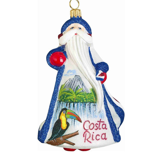 Joy to the World Glitterazzi Costa Rica Santa Polish Glass Christmas Tree Ornament Decoration