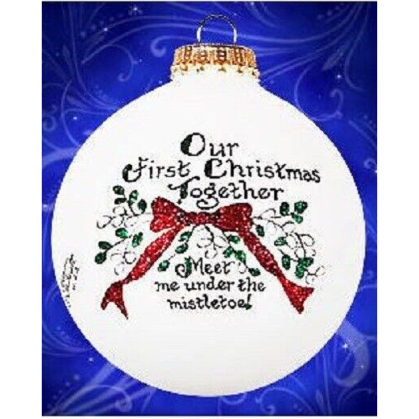 Our First Christmas Together Mistletoe Made in USA Glass Ornament