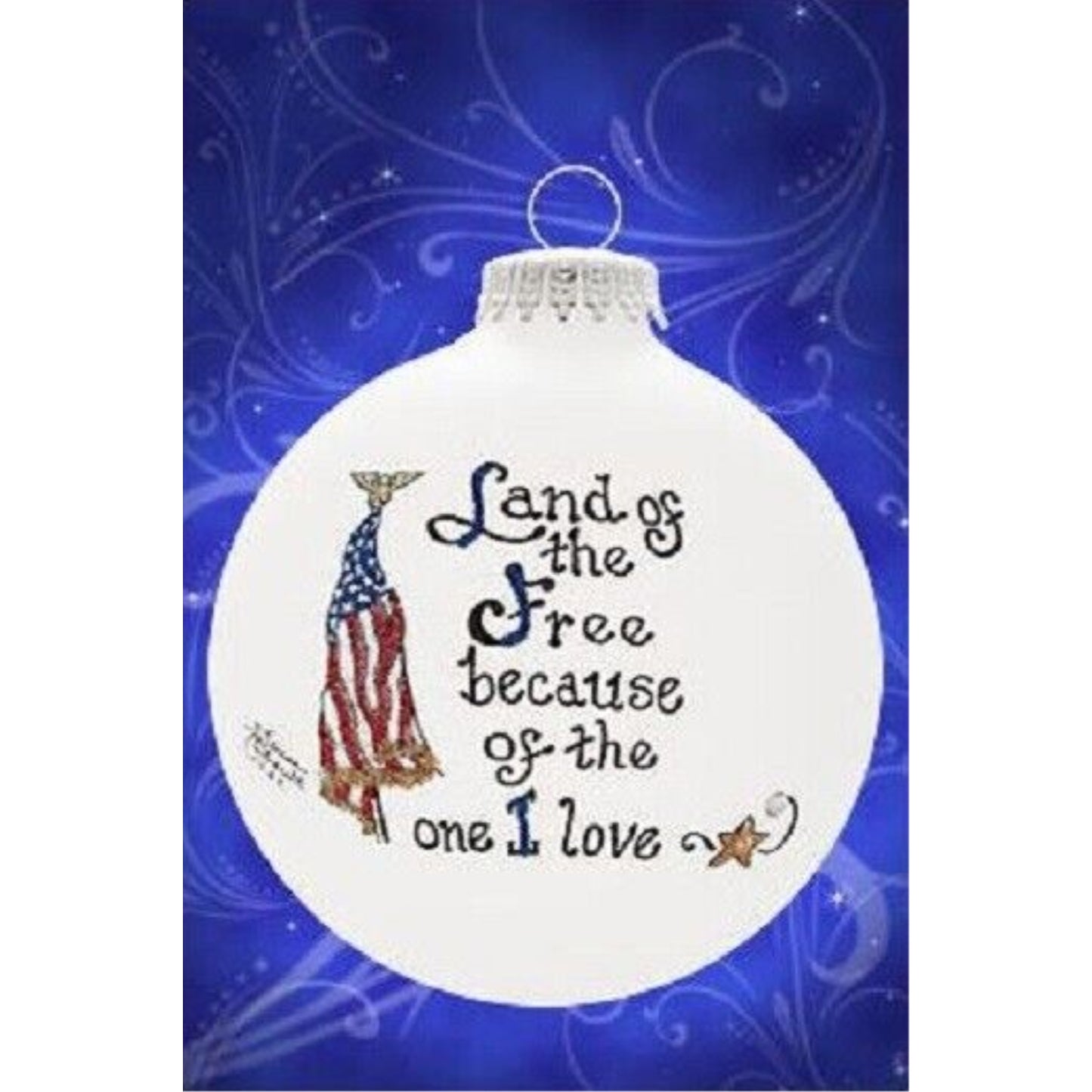 Land of the Free Because of the One I Love Made in USA Glass Christmas Ornament