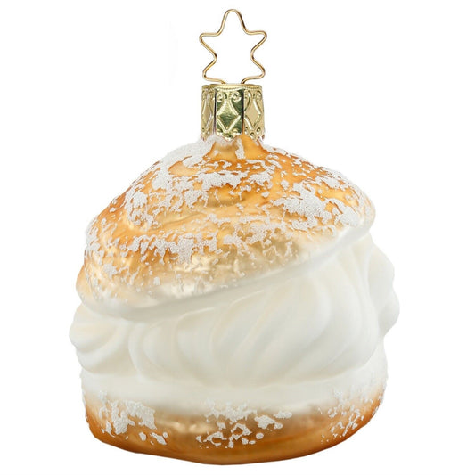 Inge Glas Cream Puff Pastry German Glass Christmas Tree Ornament FREE BOX Dessert