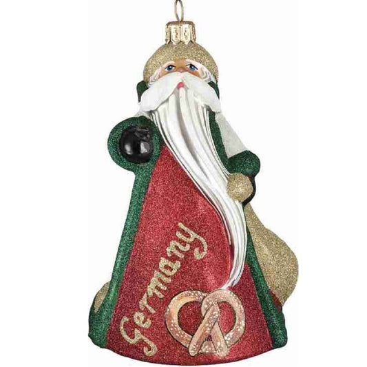 Joy to the World Germany German Santa with Castle Polish Glass Glitterazzi Christmas Ornament