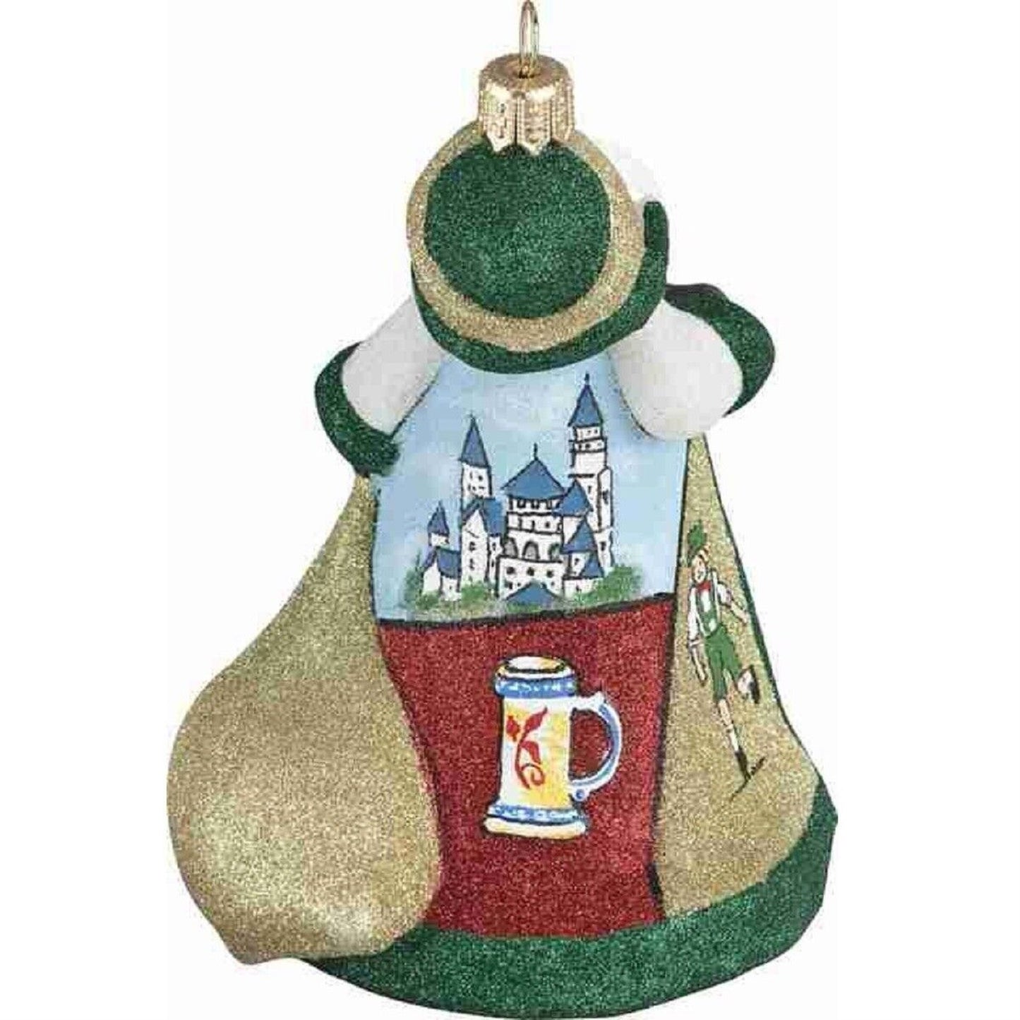 Joy to the World Germany German Santa with Castle Polish Glass Glitterazzi Christmas Ornament