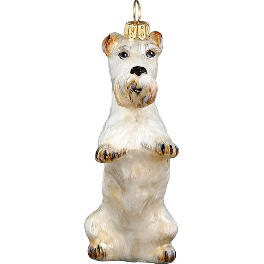 Joy to the World Welsh Sealyham Terrier Dog Polish Glass Christmas Ornament Decoration