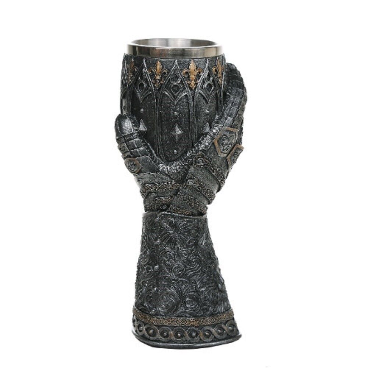 Medieval Knight Lions Heart Gauntlet Style Wine Goblet Chalice Cup Resin Body Stainless Steel Cup 9 inch