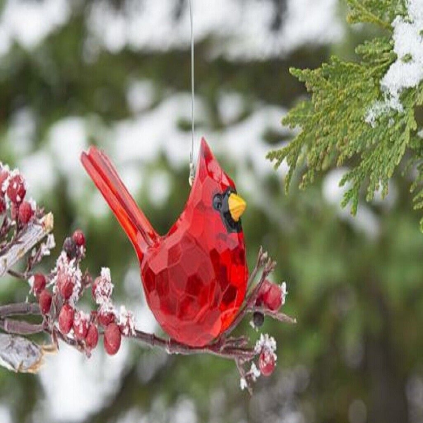 Red Elegant Cardinal Acrylic Christmas Tree Ornament