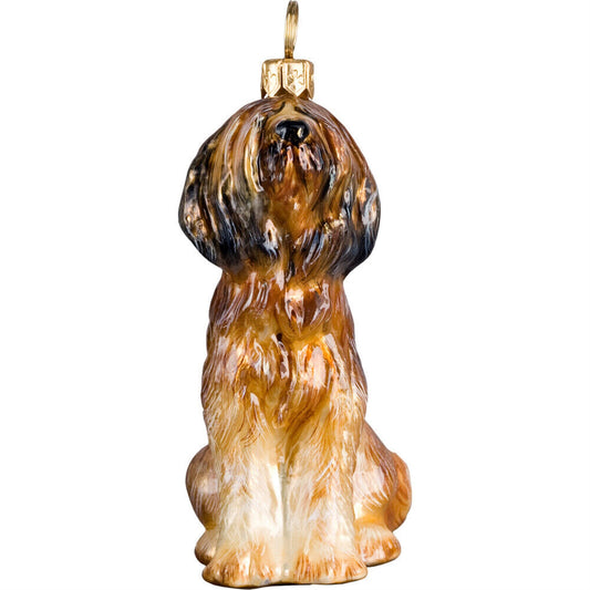 Joy to the World Briard Polish Glass Christmas Ornament Dog Tree Decoration Made in Poland