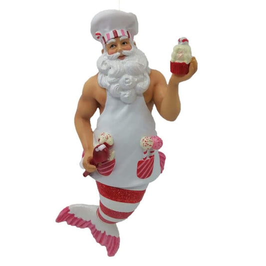 December Diamonds 55-55403 Baking Santa Merman Resin Ornament 7 Inches