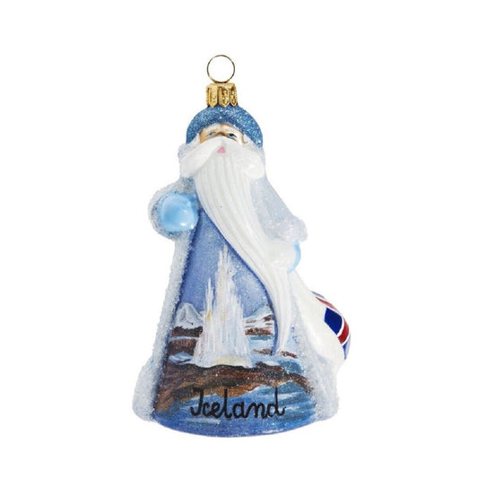 Joy to the World Glitterazzi Iceland Santa Polish Glass Christmas Ornament Decoration