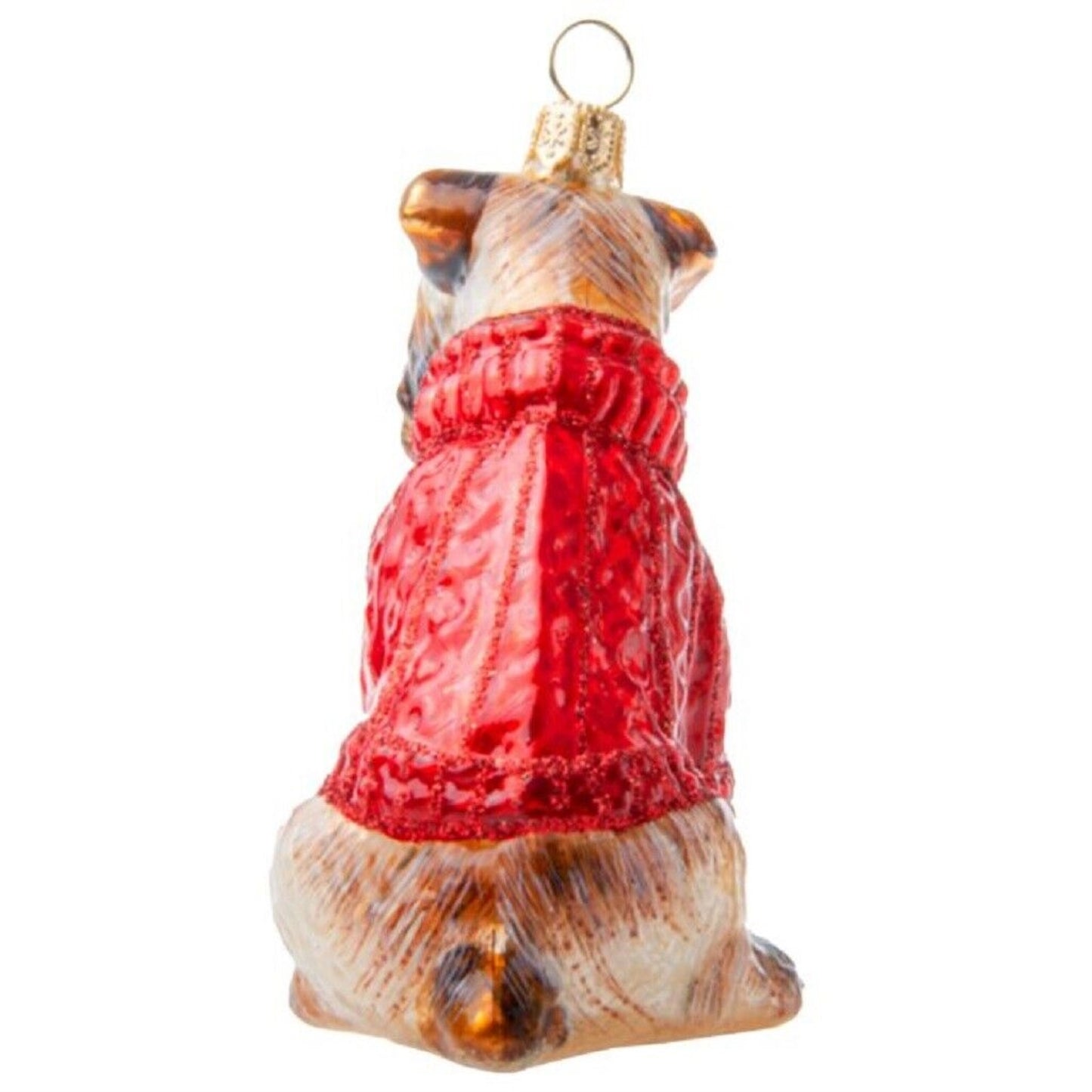Joy To The World Soft Coated Wheaten Terrier in Christmas Sweater Glass Ornament