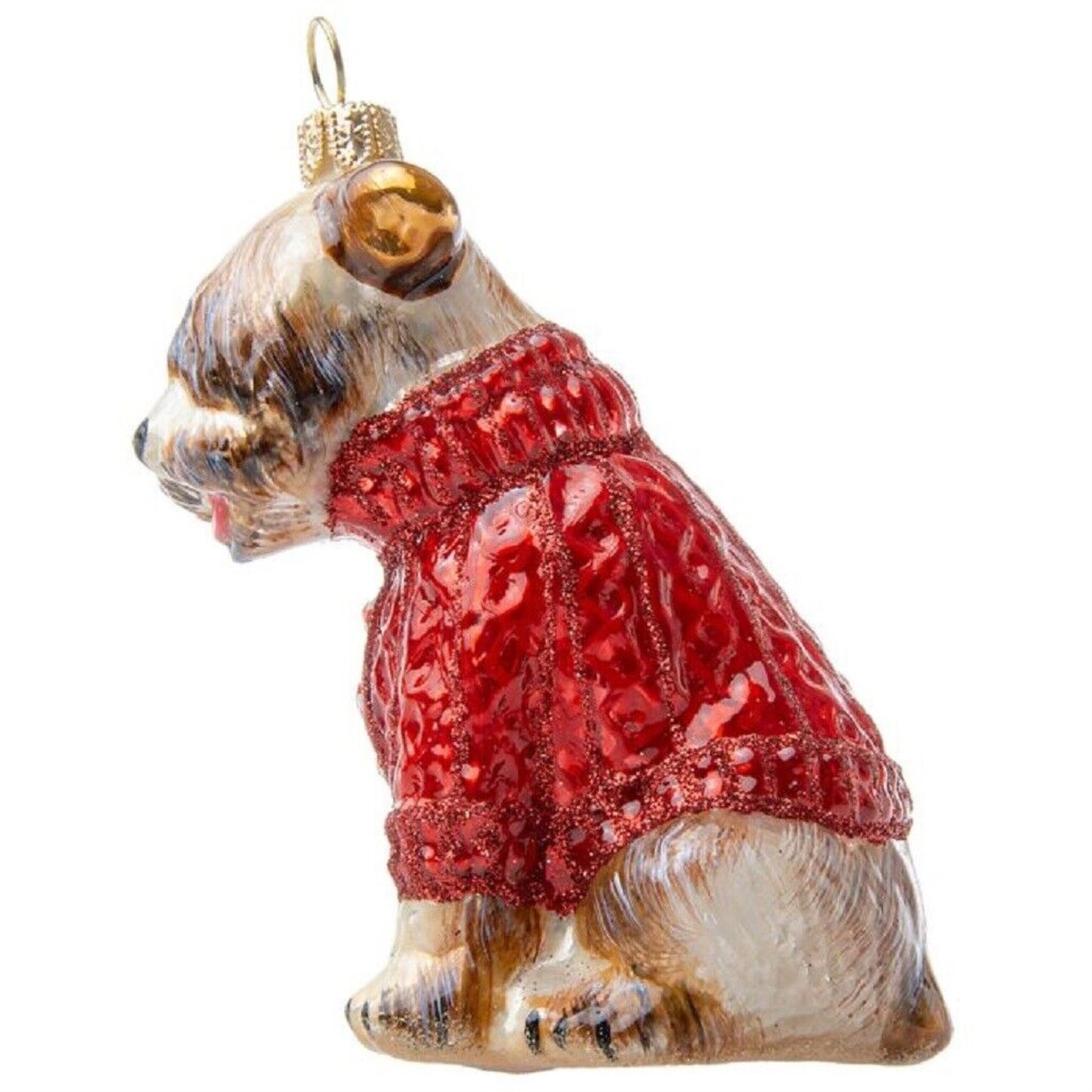 Joy To The World Soft Coated Wheaten Terrier in Christmas Sweater Glass Ornament