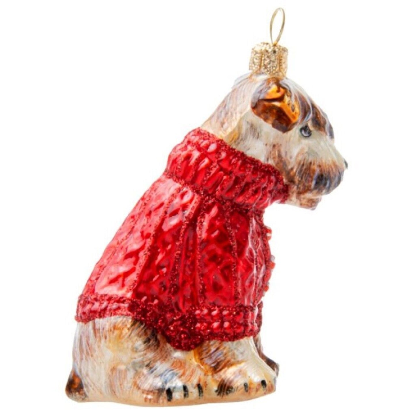 Joy To The World Soft Coated Wheaten Terrier in Christmas Sweater Glass Ornament