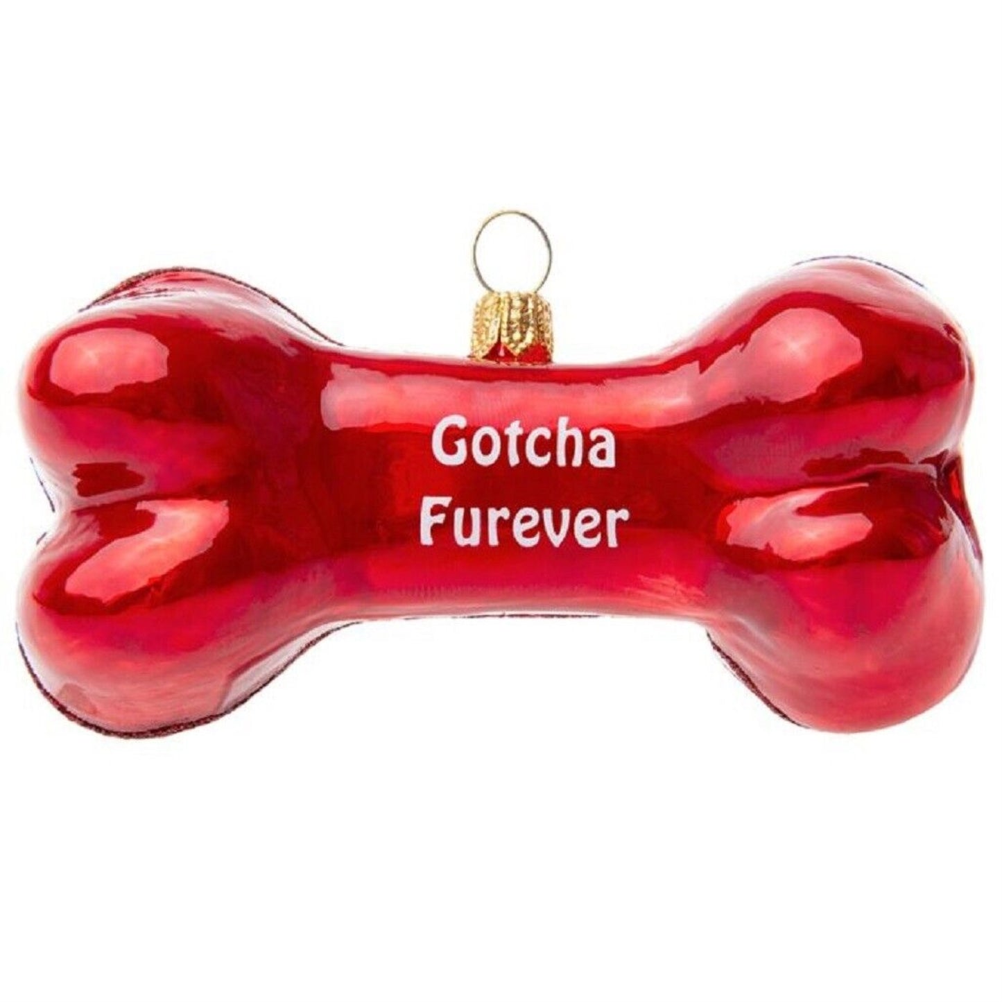 Joy To The World My Dog Rescued Me Dog Bone Polish Glass Christmas Ornament