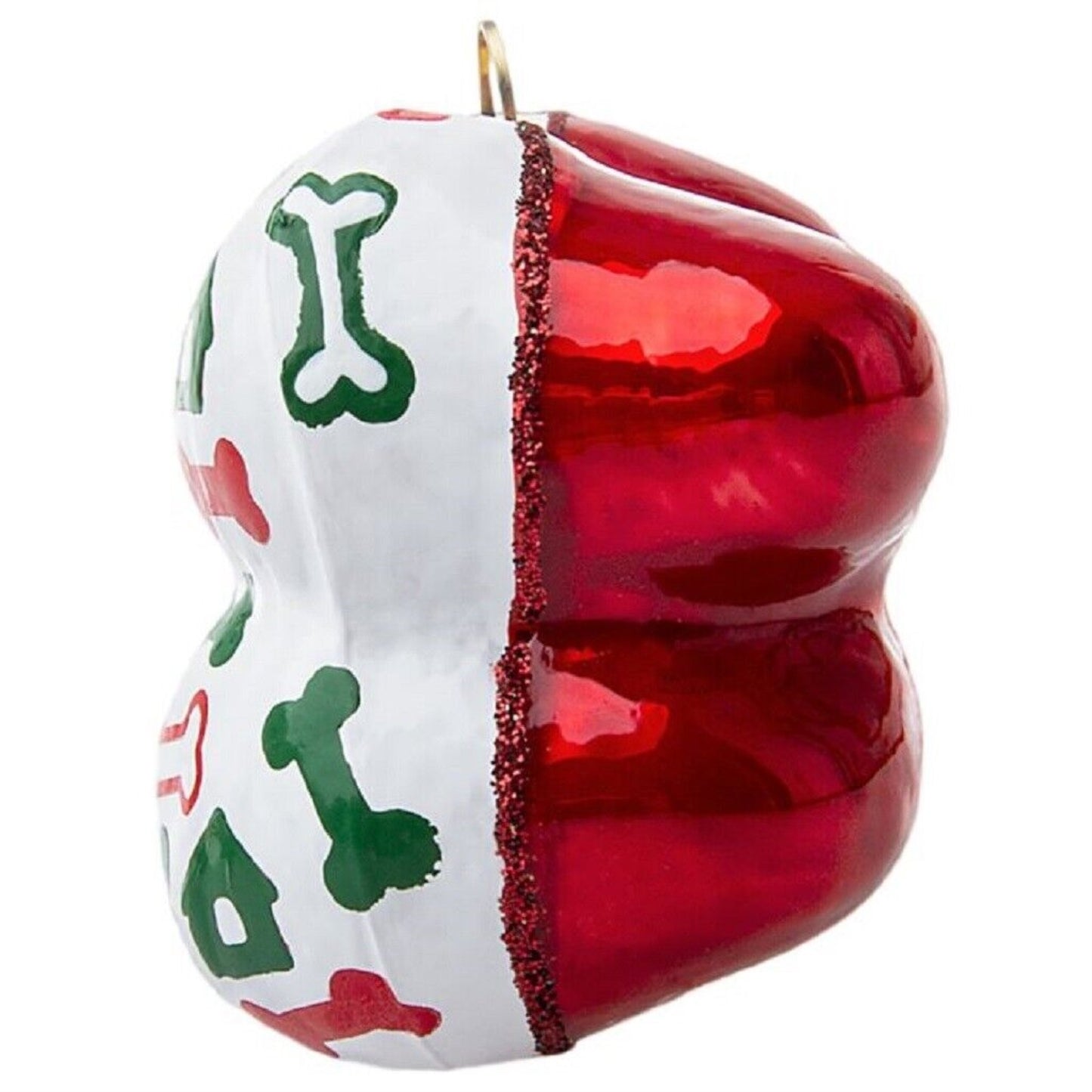 Joy To The World My Dog Rescued Me Dog Bone Polish Glass Christmas Ornament
