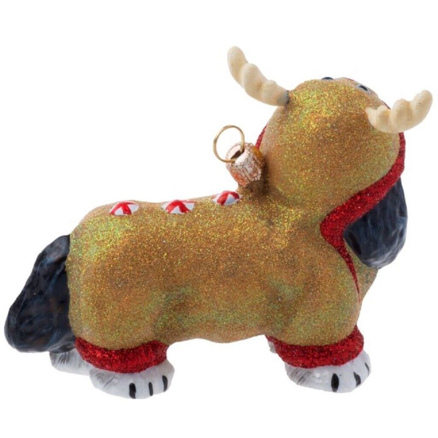 Joy To The World Tri Color Cavalier King Charles in Reindeer Pajamas Ornament