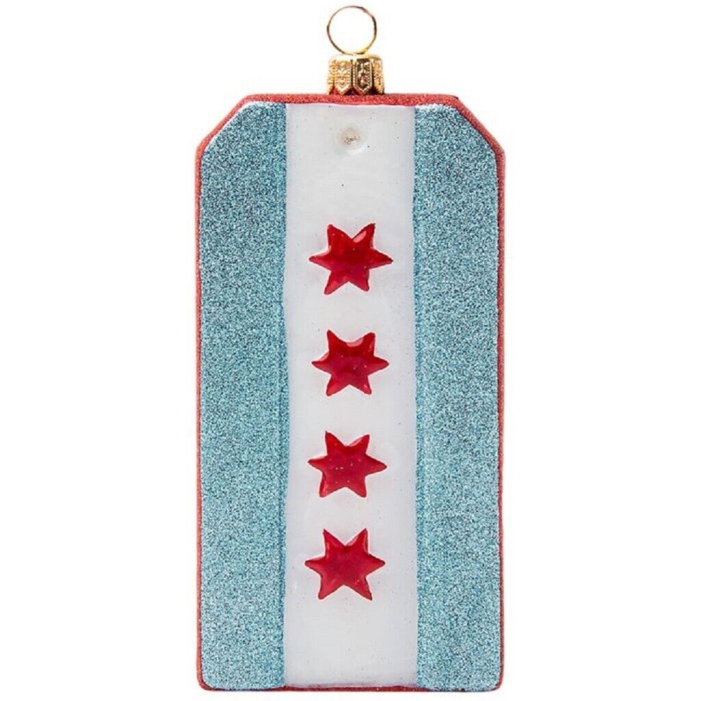 Joy To The World Chicago Luggage Tag Polish Glass Christmas Tree Ornament