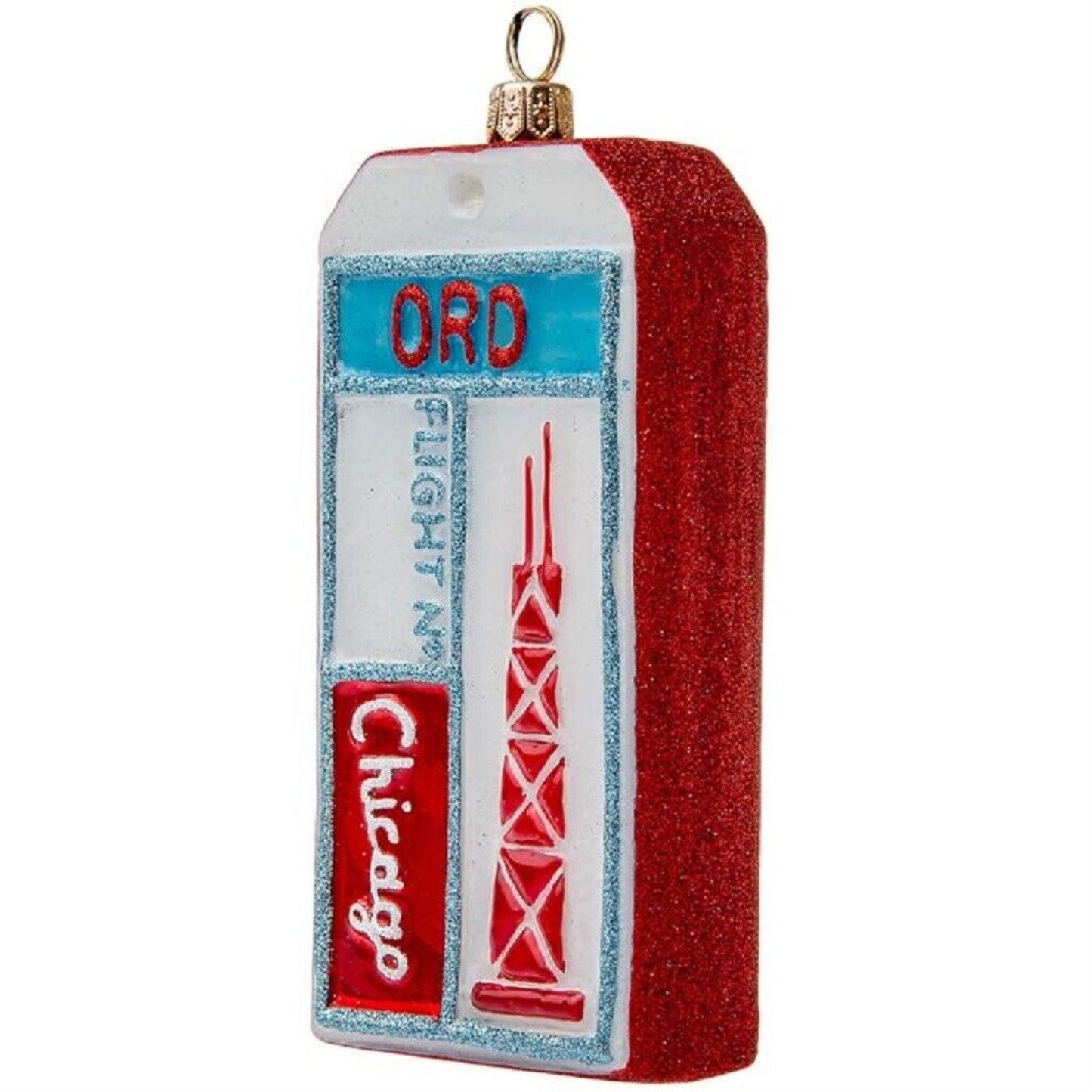 Joy To The World Chicago Luggage Tag Polish Glass Christmas Tree Ornament
