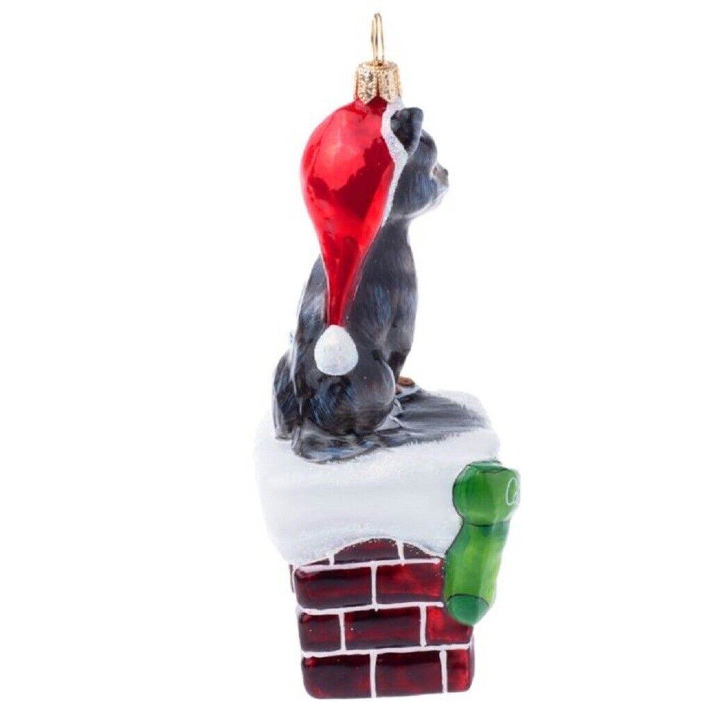 Joy To The World Waiting for Santa Cat Version 3D Polish Glass Ornament