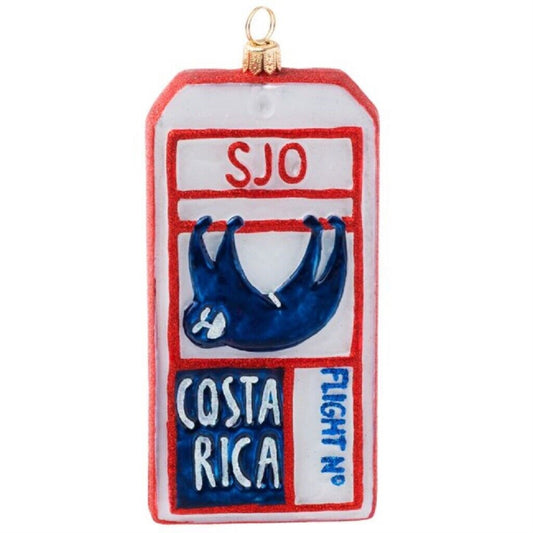 Joy To The World Costa Rica Luggage Tag Polish Glass Christmas Tree Ornament