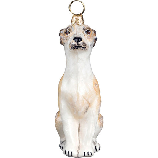 Joy to the World Whippet Polish Glass Christmas Ornament Dog Tree Decoration Made in Poland
