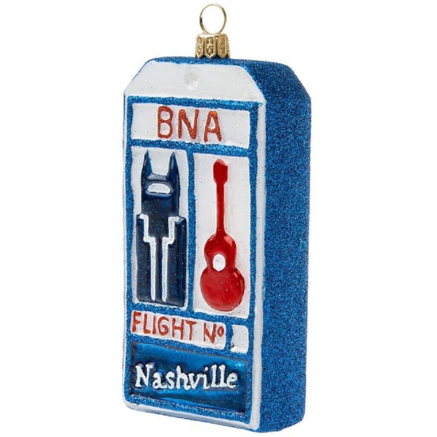 Joy To The World Nashville Tennessee Luggage Tag Polish Glass Christmas Ornament